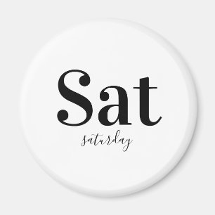 Saturday Typography Modern Black & White Magnet