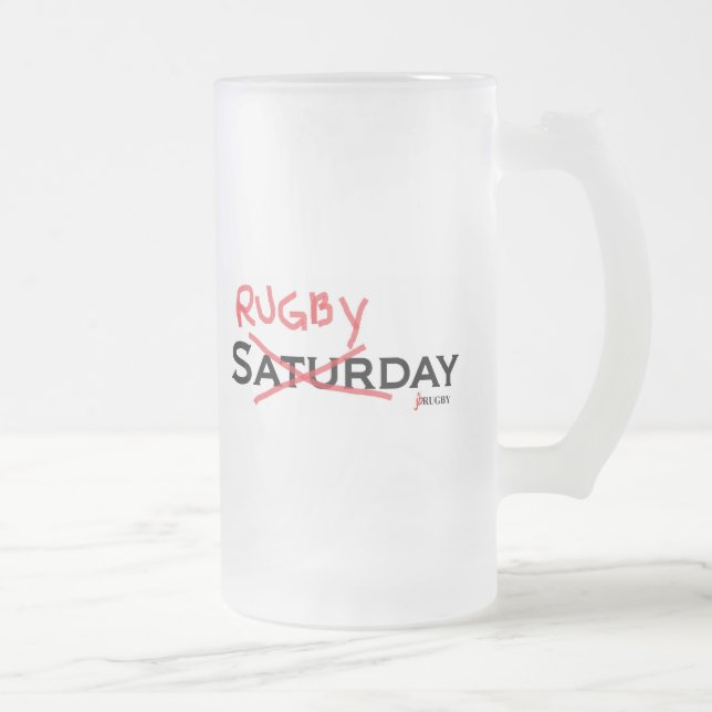 Saturday X Rugbyday Frosted Glass Beer Mug (Right)