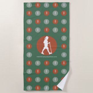 SaturdayHiker.com Tree and Hiker Beach Towel