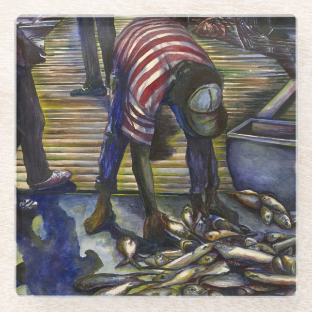 Saturday's Blessings, Harbor Island, Bahamas Glass Coaster (Front)