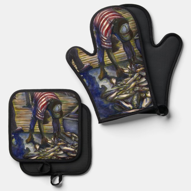 Saturday's Blessings, Harbor Island Oven Mitt & Pot Holder Set (Front/Back)