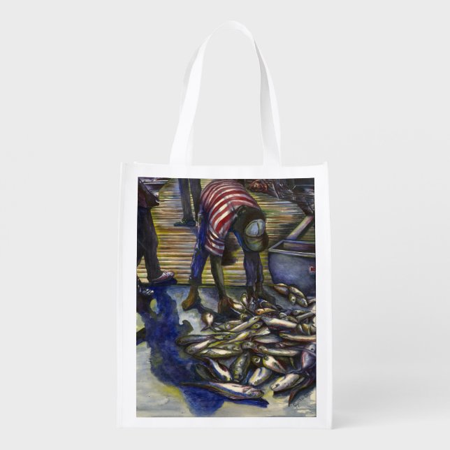 Saturday's Blessings, Harbor Island Reusable Grocery Bag (Back)