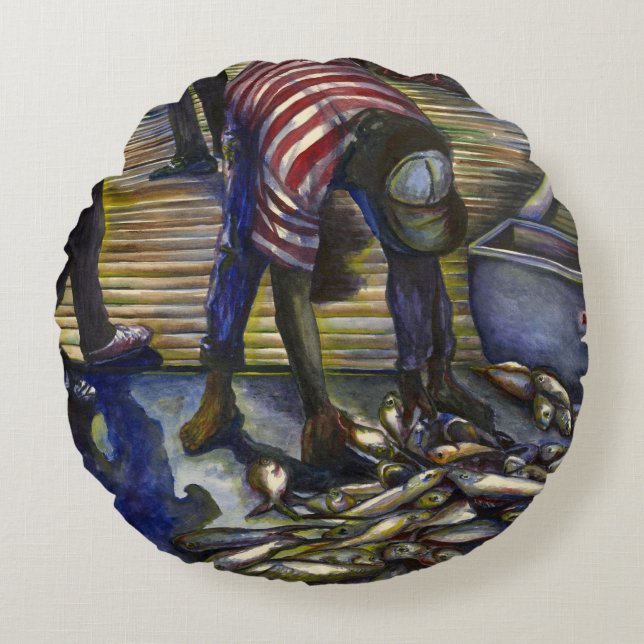 Saturday's Blessings, Harbor Island Round Pillow (Front)