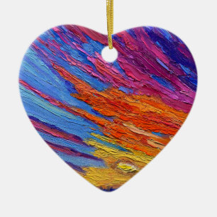 Satured Sunset in Reds Purples Oranges Yellows Ceramic Ornament