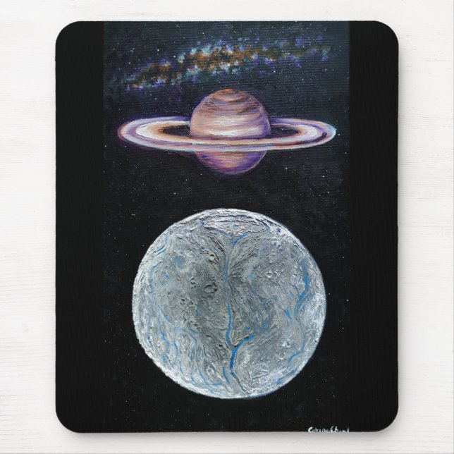 Saturn and Enceladus Mouse Pad (Front)