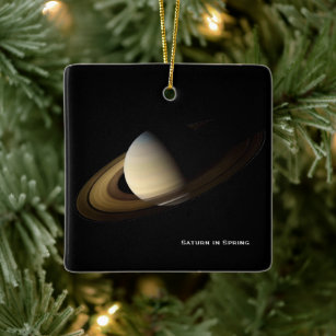 Saturn at Spring Equinox, Cassini Christmas Ceramic Ornament