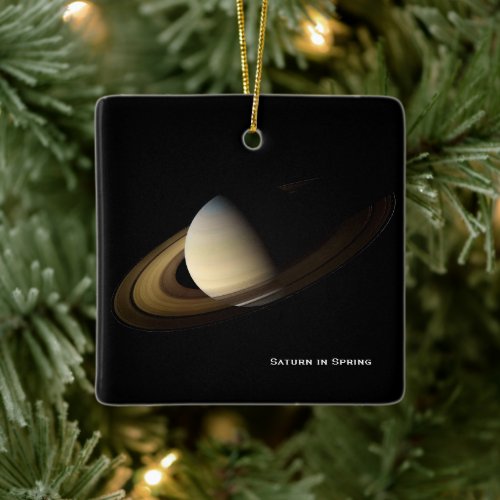 Saturn at Spring Equinox Cassini Christmas Ceramic Ornament