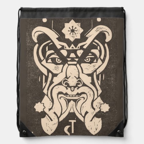 Saturn Cronus God of Time Greek Mythology Black Drawstring Bag