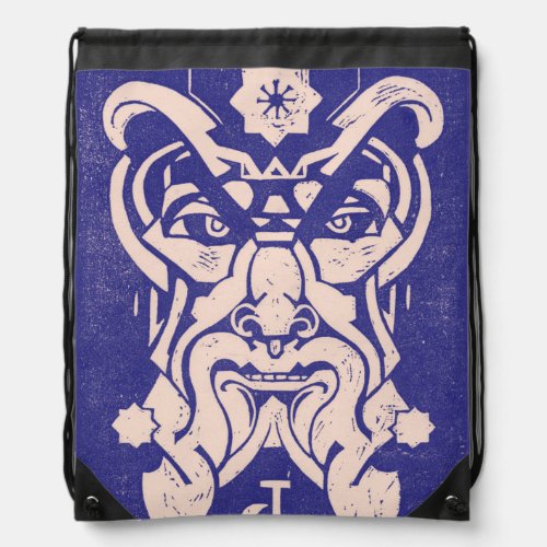 Saturn Cronus God of Time Greek Mythology Blue Drawstring Bag