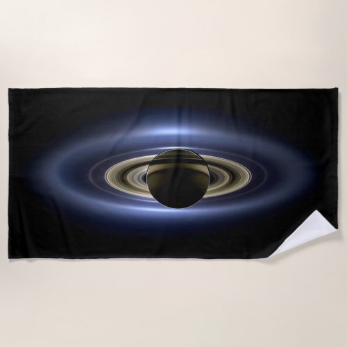 Saturn Eclipsed the Sun from Cassini Orbiter   Beach Towel