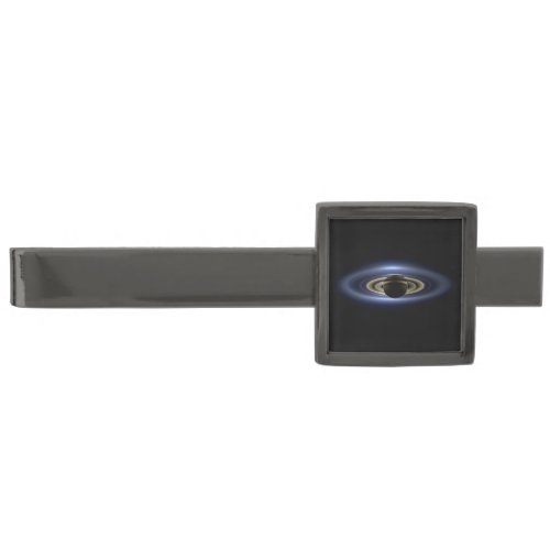 Saturn Eclipsed the Sun from Cassini Orbiter   Gunmetal Finish Tie Bar