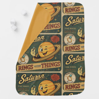 Saturn Fine Rings Vintage Space Humor Pattern Baby Blanket