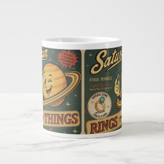 Saturn Fine Rings Vintage Space Humor Pattern Giant Coffee Mug