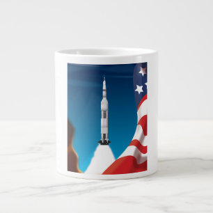 Saturn five Space Rocket Illustration Large Coffee Mug