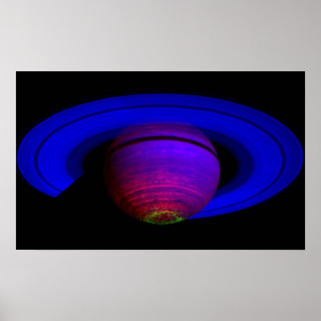 Saturn Glowing Southern Lights Poster (Front)