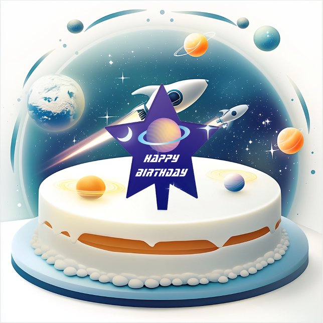 Saturn Happy Birthday Cake Topper (Creator Uploaded)
