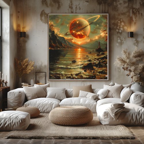 Saturn in a Surreal Dusk Poster