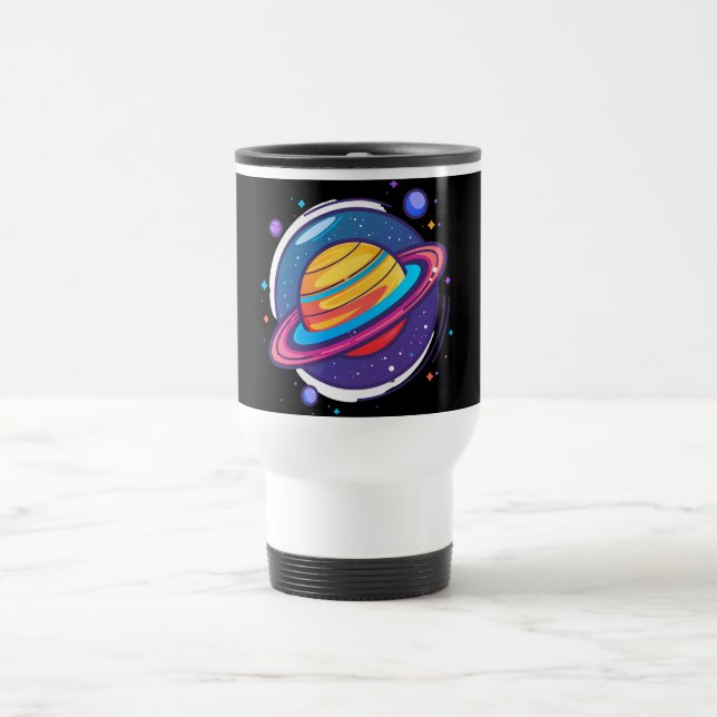 Saturn Planet Coffee Mug – Cosmic Design for Space (Center)