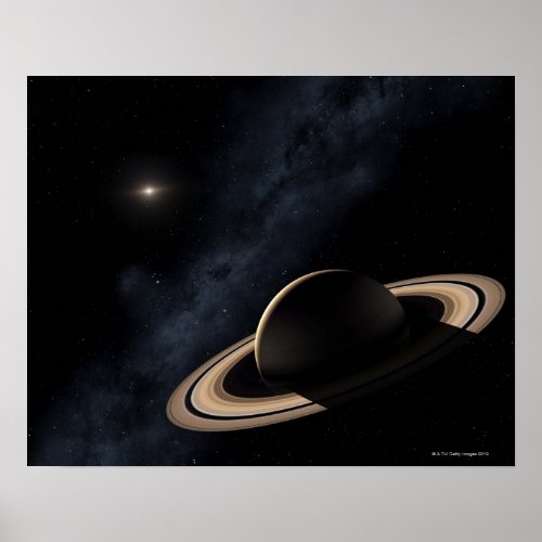 Saturn planet in solar system close_up poster