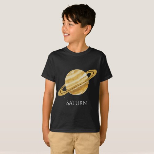 Saturn Planet Watercolor Kids T T_Shirt