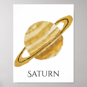 Saturn Planet Watercolor Poster