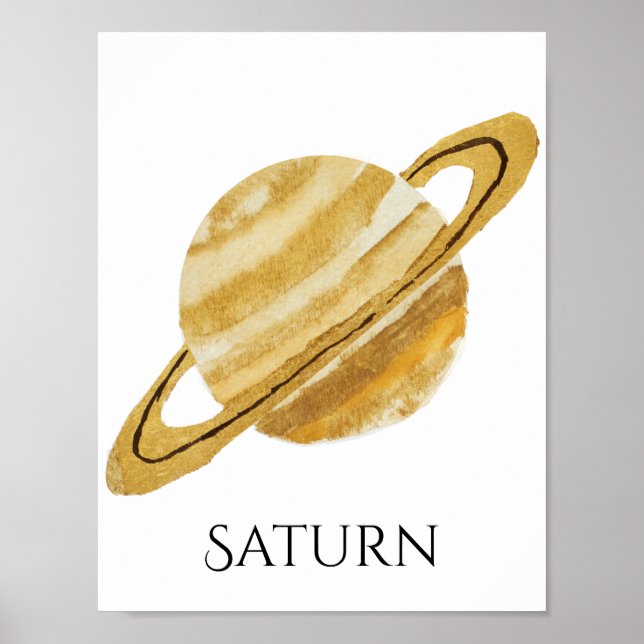 Saturn Planet Watercolor Poster (Front)