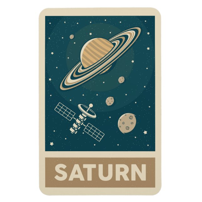 Saturn Retro Galaxy Satellite Magnet (Vertical)