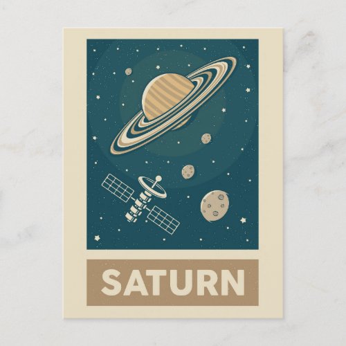 Saturn Retro Galaxy Satellite Postcard