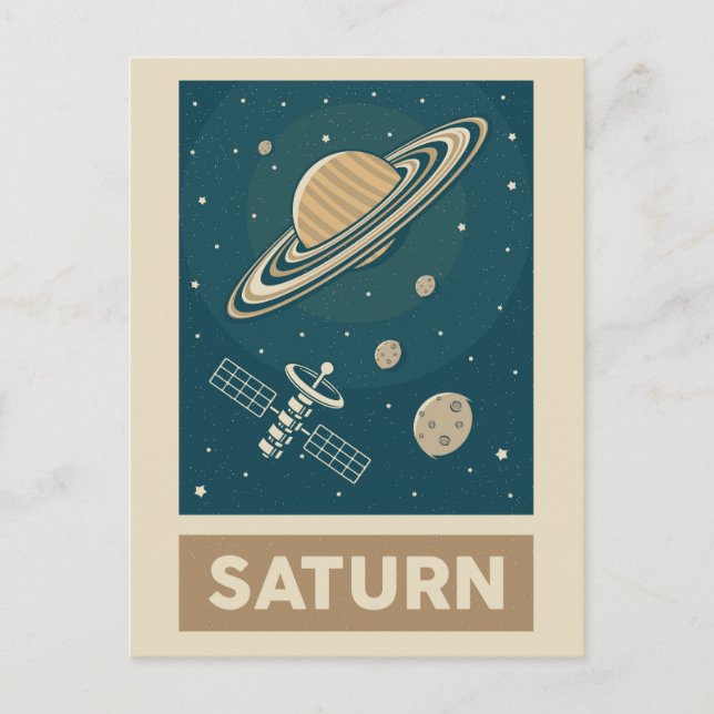 Saturn Retro Galaxy Satellite Postcard (Front)
