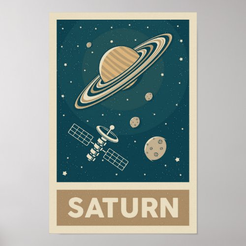 Saturn Retro Galaxy Satellite Poster