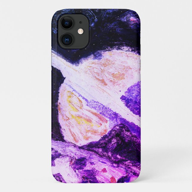 Saturn Rising Purple Space Planet Case-Mate iPhone Case (Back)