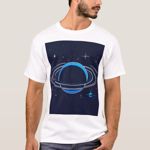 Saturn Sky Hand_Drawn Minimal Vector Tee T_Shirt