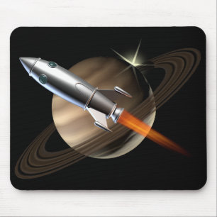 Saturn Space Rocket Mouse Pad