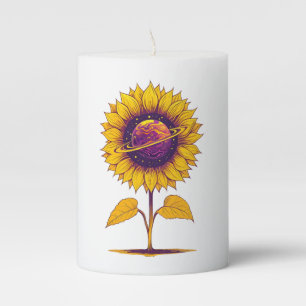Saturn Sunflower-white Pillar Candle