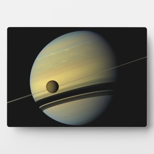 Saturn  Titan Cassini Space Photo Plaque