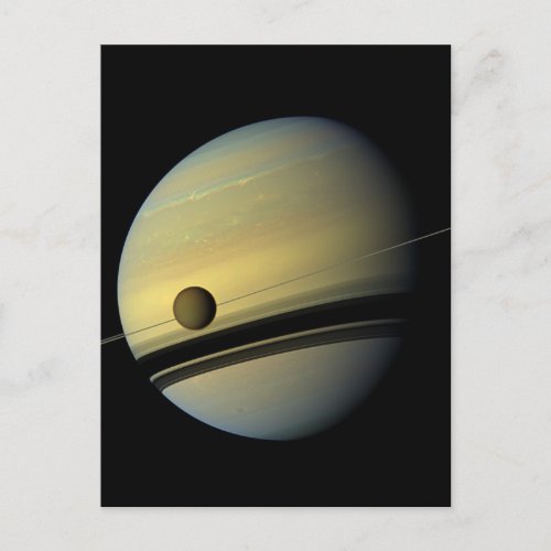 Saturn  Titan Cassini Space Photo Postcard