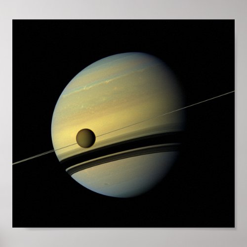 Saturn  Titan Cassini Space Photo Poster