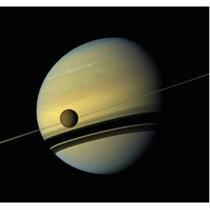 Saturn & Titan Cassini Space Photo Statuette