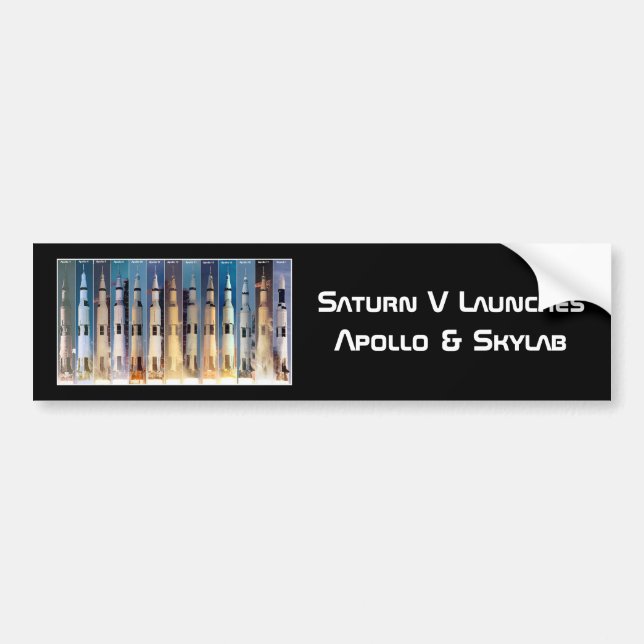 Saturn V Moon Rocket Launches Bumper Sticker (Front)