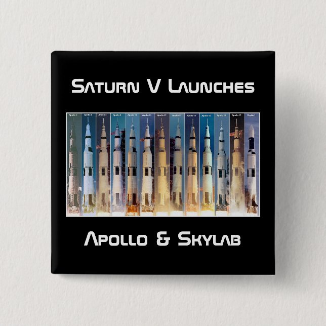 Saturn V Moon Rocket Launches Button (Front)