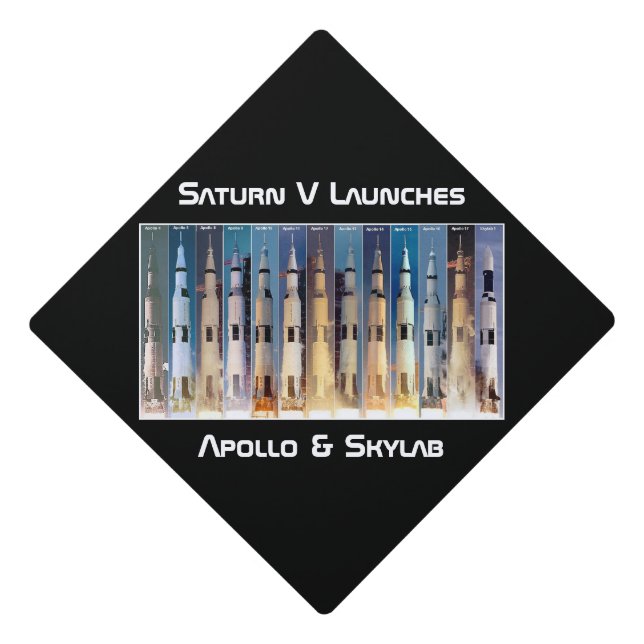 Saturn V Moon Rocket Launches Graduation Cap Topper (Front)