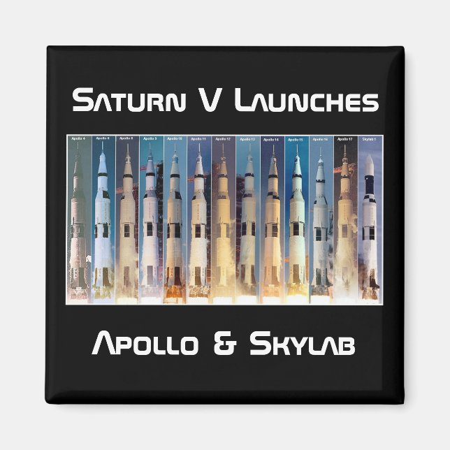 Saturn V Moon Rocket Launches Magnet (Front)