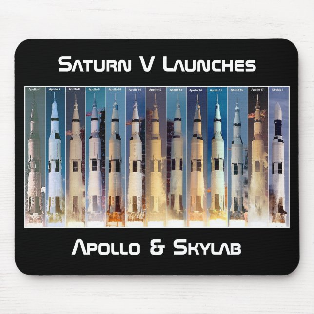 Saturn V Moon Rocket Launches Mouse Pad (Front)