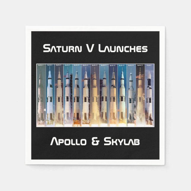 Saturn V Moon Rocket Launches Napkins (Front)