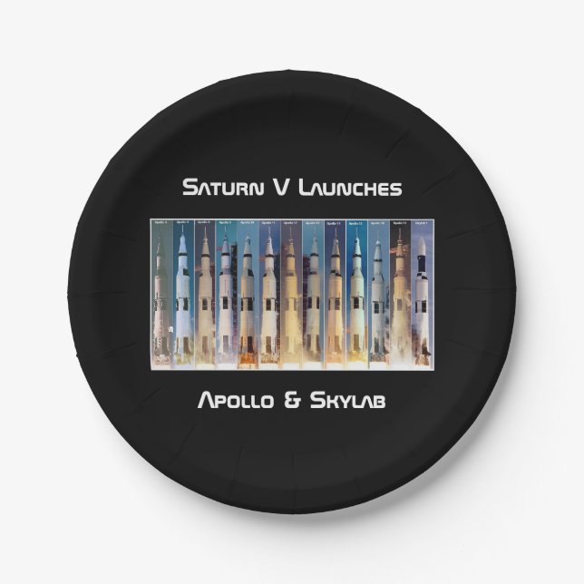 Saturn V Moon Rocket Launches Paper Plates (Front)