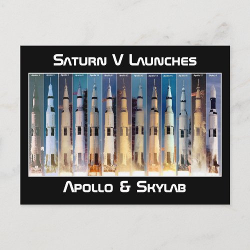 Saturn V Moon Rocket Launches Postcard