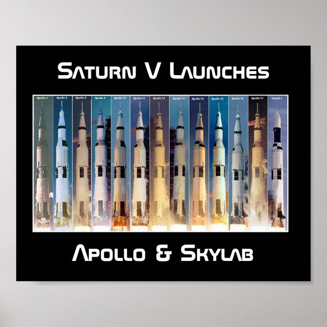 Saturn V Moon Rocket Launches Poster (Front)