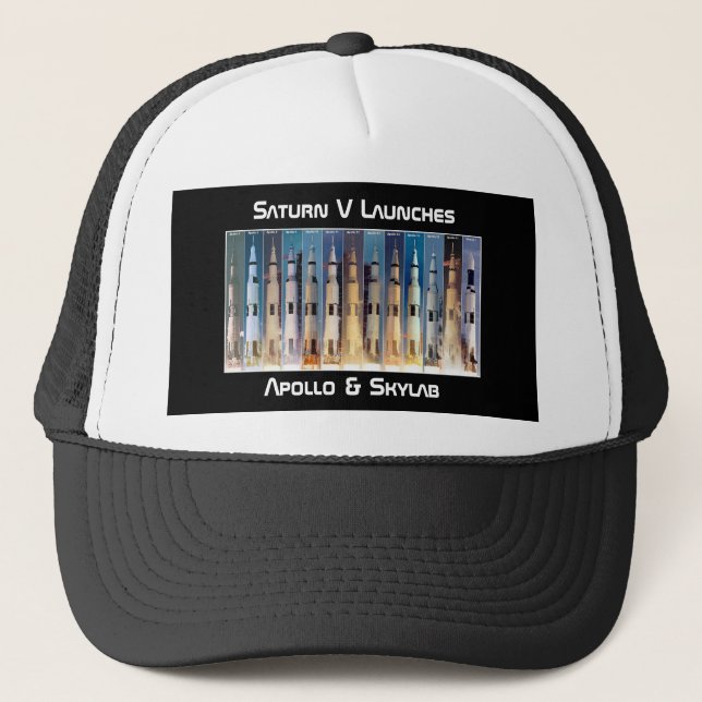 Saturn V Moon Rocket Launches Trucker Hat (Front)