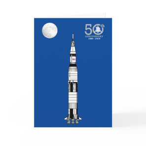 Saturn V rocket, Apollo 11 Moon Landing and Moon: Card