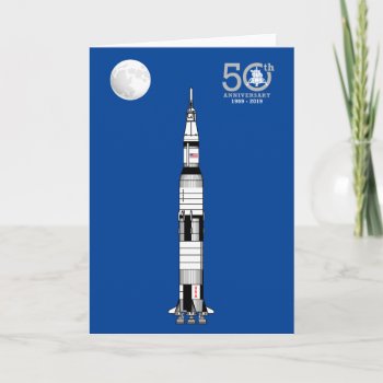 Saturn V Rocket  Apollo 11 Moon Landing And Moon: Card by RWdesigning at Zazzle